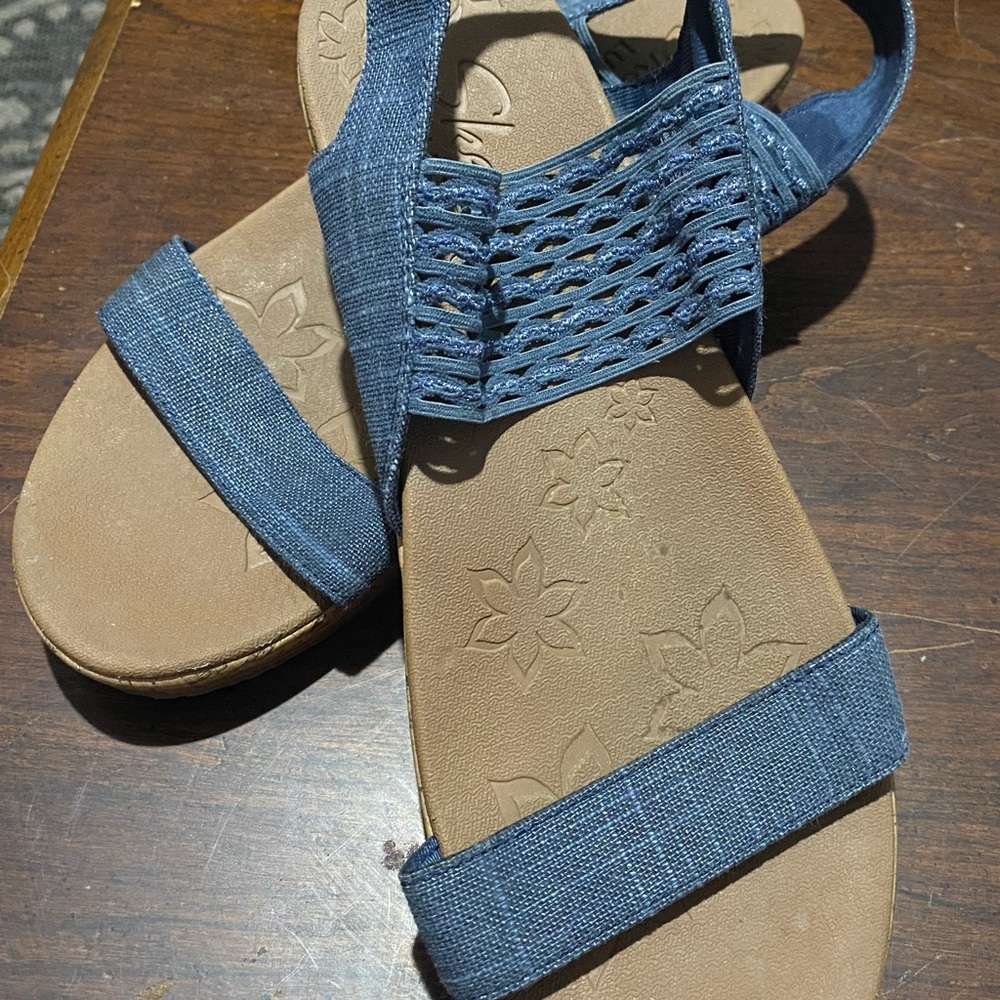 Skechers Women's Denim Blue Elastic Strap Sandals